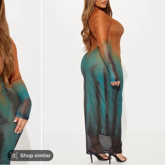 Gemma Tie Dye Mesh Maxi Dress - Orange/combo - Picture 3 of 6